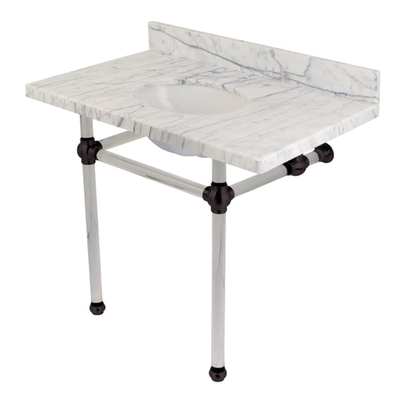 Kingston Brass KVPB3630MA5 Templeton 36" Wide Console Sink Set - Carrara Marble / Oil
