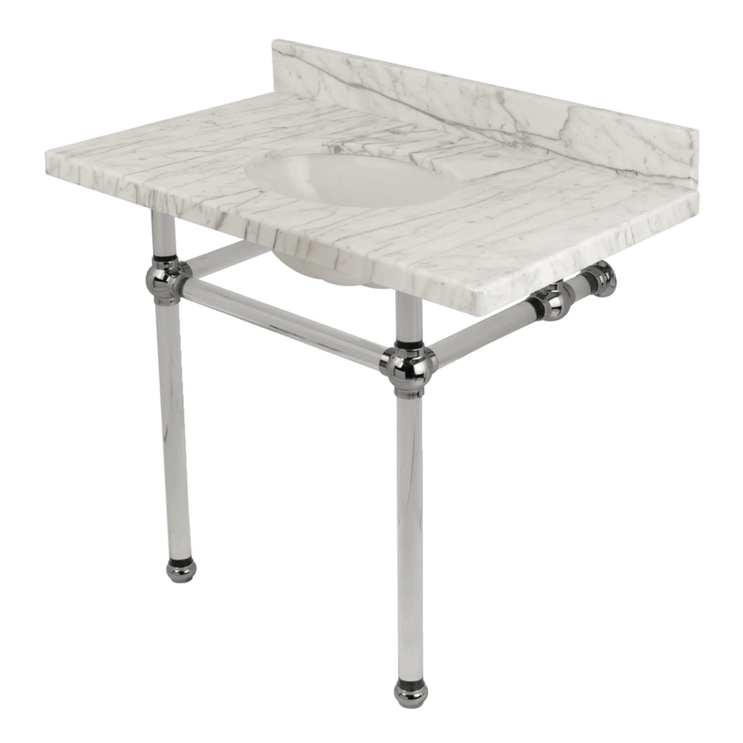 Kingston Brass KVPB3630MA1 Templeton 36" Wide Console Sink Set - Carrara Marble / Polished