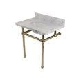 thumbnail image 1 of Kingston Brass KVPB3030MB6 Templeton 30" Carrara Marble Vanity Top with Brass Legs (8-Inch, 3-Hole), Carrara Marble White/Polished Nickel, 1 of 8