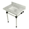thumbnail image 1 of Kingston Brass KVPB3030MASQ5 Templeton 30" Carrara Marble Vanity Top with Acrylic Legs (8-Inch, 3-Hole), Carrara Marble White/Oil Rubbed Bronze, 1 of 7