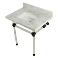 thumbnail image 1 of Kingston Brass KVPB3030MASQ0 Templeton 30" Carrara Marble Vanity Top with Acrylic Legs (8-Inch, 3-Hole), Carrara Marble White/Matte Black, 1 of 7
