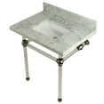 thumbnail image 1 of Kingston Brass KVPB3030MASQ6 Templeton 30" Carrara Marble Vanity Top with Acrylic Legs (8-Inch, 3-Hole), Carrara Marble White/Polished Nickel, 1 of 7