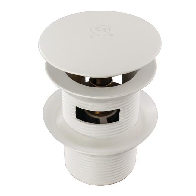 White Brass Toe-Touch Tub Drain with Overflow