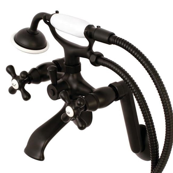 Kingston Brass Tub Filler Faucet with Hand Shower - Matte Black - 3.94 x 6.56 x 8.94 in.