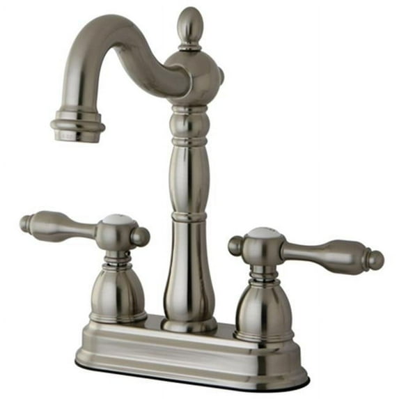 Kingston Brass Tudor 4 in. Center Bar Faucet - Satin Nickel - 4 in.