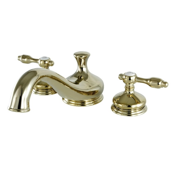 Kingston Brass KS3332TAL Tudor Two-Handle Deck Mount Roman Tub Faucet, Polished Brass