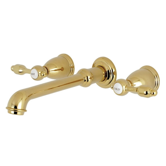Kingston Brass KS7022TAL Tudor Two-Handle Wall Mount Roman Tub Faucet, Polished Brass