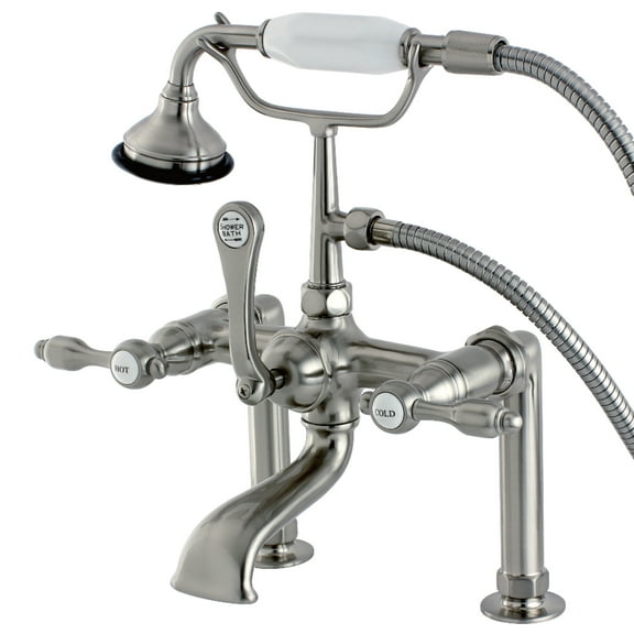 Aqua Vintage AE103T8TAL Tudor 7" Center Deck-Mount Clawfoot Tub Faucet with Hand Shower, Brushed Nickel