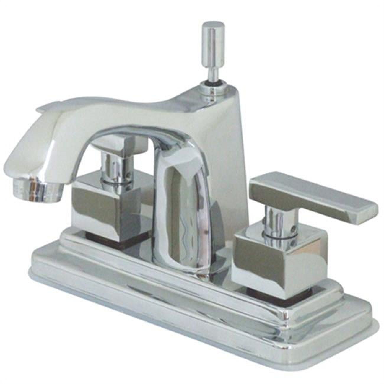Polished Chrome 4-Inch Centerset Bathroom Faucet with Twin Lever Handles