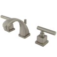 thumbnail image 1 of Kingston Brass  Two Handle 4 in. to 8 in. Mini Widespread Lavatory Faucet with Brass Pop-up - Satin Nickel, 1 of 1