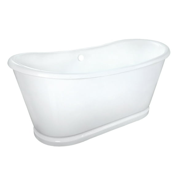 Kingston Brass VCTDS662829 66" Cast Iron Oval Double Slipper Pedestal Tub (No Faucet Drillings), White