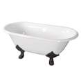 thumbnail image 1 of Aqua Eden VCTND603119NC0 60-Inch Cast Iron Oval Double Ended Clawfoot Tub (No Faucet Drillings) in White/Matte Black, 1 of 7
