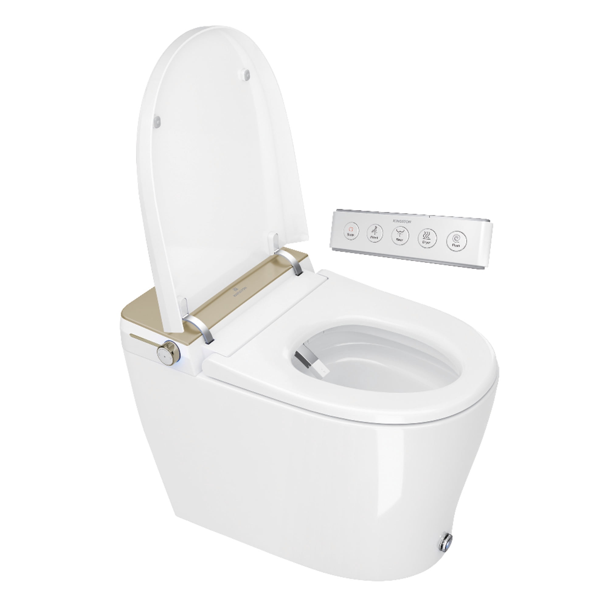 Kingston Brass VSC39917 Edison Smart Toilet, White/Brushed Brass