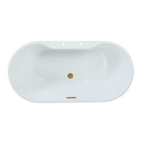 Kingston Brass VT7DE633023C427 63-Inch Acrylic Oval Double Ended Freestanding Tub with Drain in Glossy White/Brushed Brass