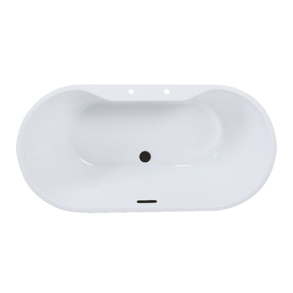 Kingston Brass VT7DE673223C420 67-Inch Acrylic Oval Double Ended Freestanding Tub with Drain in Glossy White/Matte Black