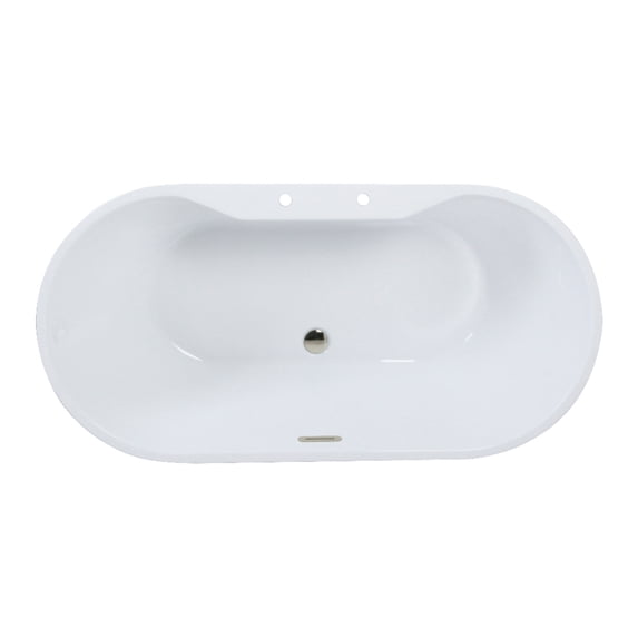 Kingston Brass VT7DE673223C426 67-Inch Acrylic Oval Double Ended Freestanding Tub with Drain in Glossy White/Polished Nickel
