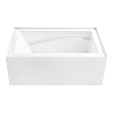 Kingston Brass VTAM5432R22D Oriel 54" Anti-Skid Acrylic Alcove Tub with Right Hand Drain, Glossy White