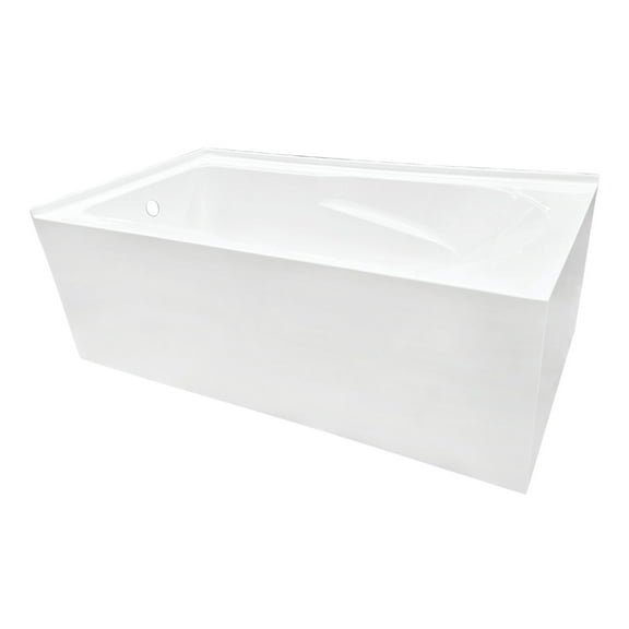 Aqua Eden VTAM6032L21TS 60-Inch Acrylic Rectangular 2-Wall Corner Alcove Tub, Left Hand Drain in Glossy White