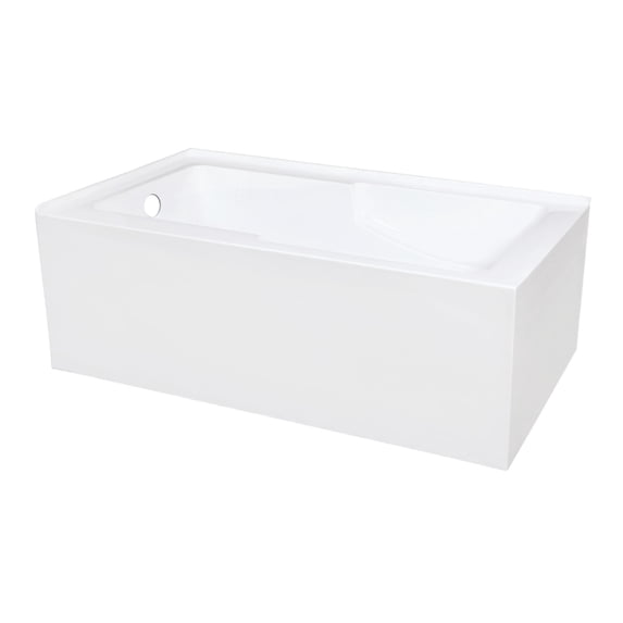 Kingston Brass VTAM6032L22S Aqua Eden 60-Inch Acrylic Alcove Tub with Corner Apron, Left Hand Drain Hole, White