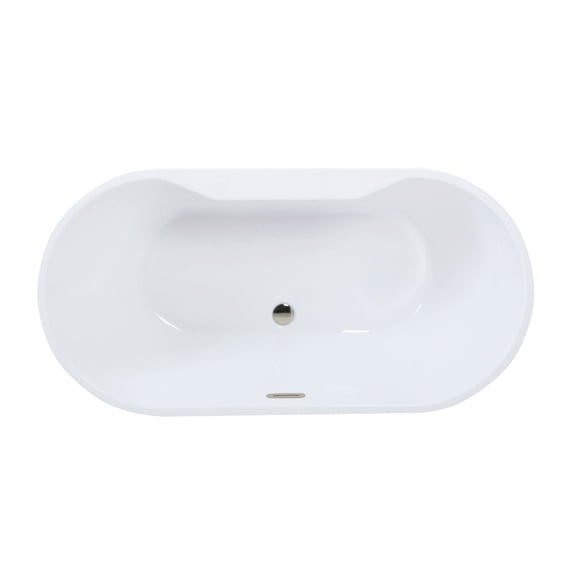 Kingston Brass VTDE552823C426 55-Inch Acrylic Oval Double Ended Freestanding Tub with Drain in Glossy White/Polished Nickel