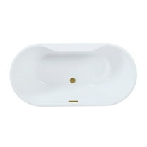 Kingston Brass VTDE552823C427 55-Inch Acrylic Oval Double Ended Freestanding Tub with Drain in Glossy White/Brushed Brass
