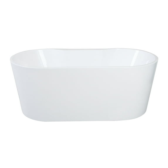 Kingston Brass VTDE633023 63-Inch Acrylic Oval Double Ended Freestanding Tub with Drain in Glossy White