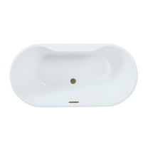 Kingston Brass VTDE673223C423 67-Inch Acrylic Oval Double Ended Freestanding Tub with Drain in Glossy White/Antique Brass