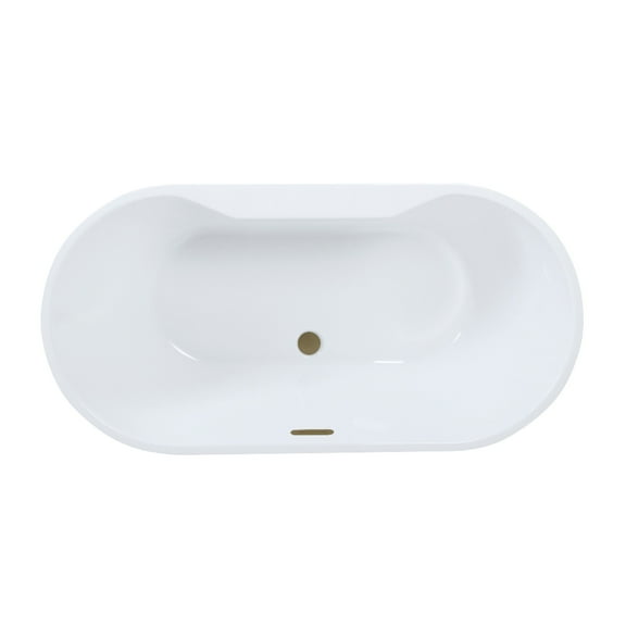 Kingston Brass VTDE673223C423 67-Inch Acrylic Oval Double Ended Freestanding Tub with Drain in Glossy White/Antique Brass