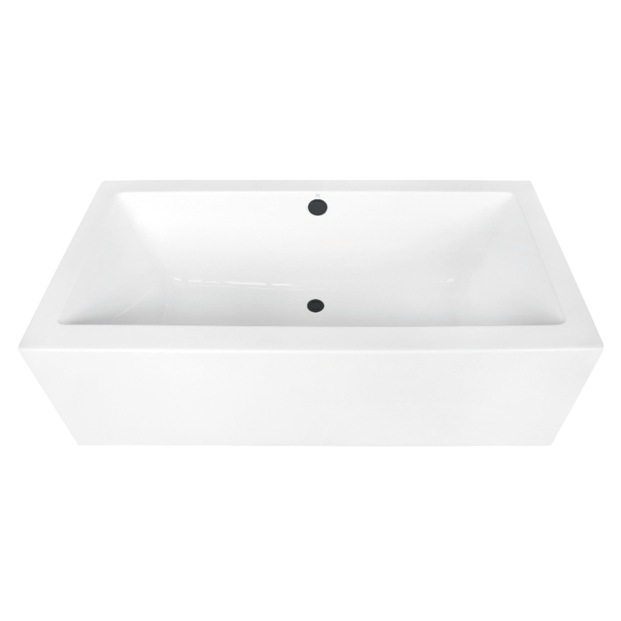 Kingston Brass VTDE673321M0 67" Acrylic Rectangular Double Ended Freestanding Tub with Overflow/Drain Assembly, Glossy White/Matte Black