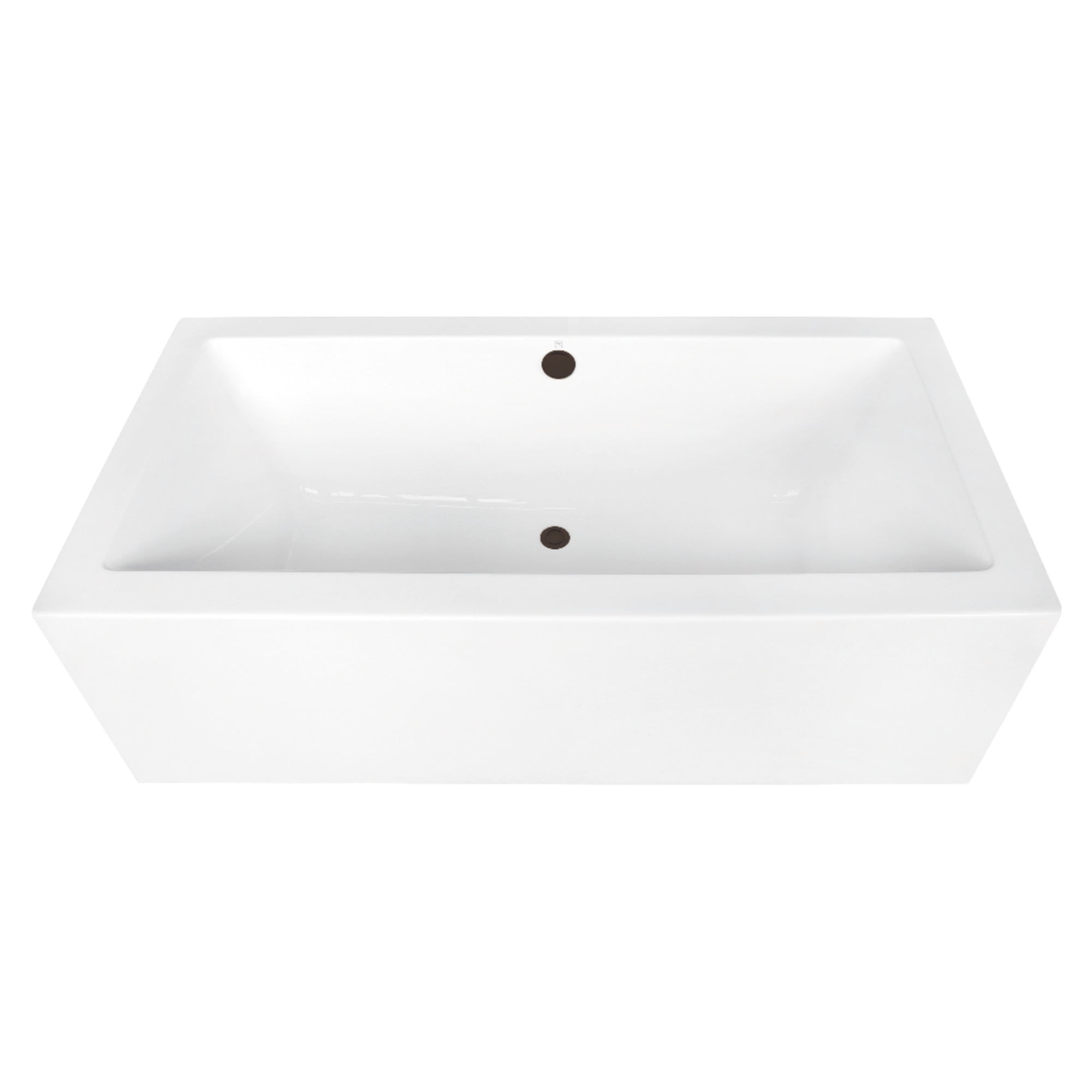 Kingston Brass VTDE673321M5 67" Acrylic Rectangular Double Ended Freestanding Tub with Overflow/Drain Assembly, Glossy White/Oil Rubbed Bronze