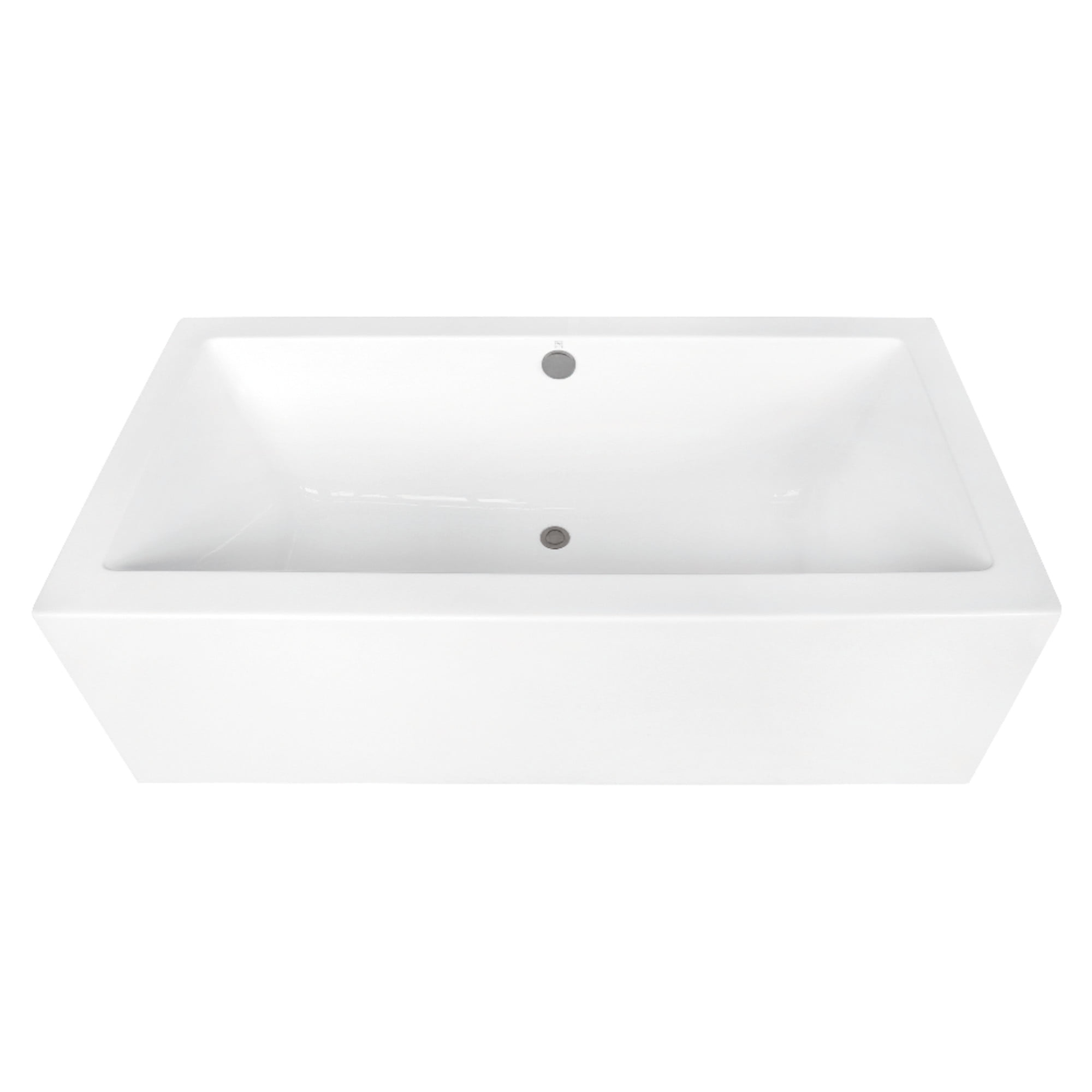 Kingston Brass VTDE673321M8 67" Acrylic Rectangular Double Ended Freestanding Tub with Overflow/Drain Assembly, Glossy White/Brushed Nickel