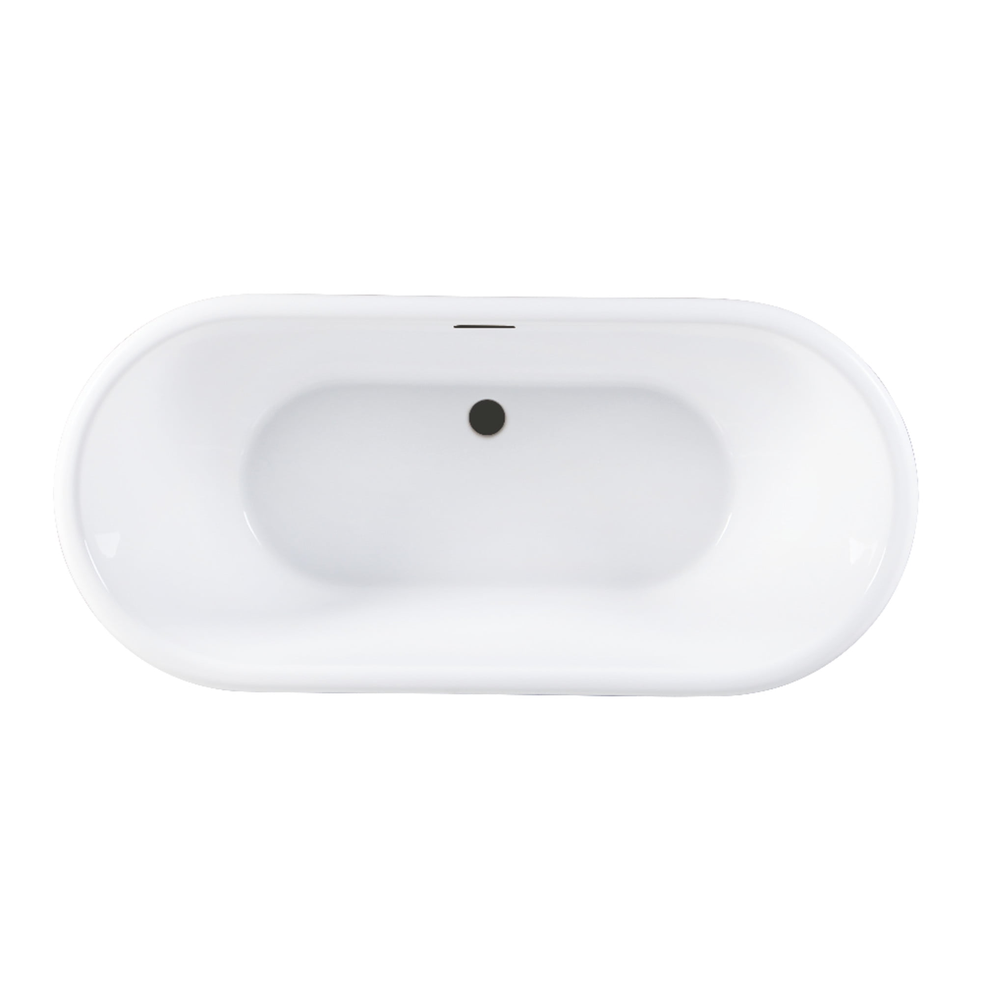 Kingston Brass VTDE713224C420 71-Inch Acrylic Oval Double Ended Pedestal Tub with Drain (No Faucet Drillings) in Glossy White/Matte Black