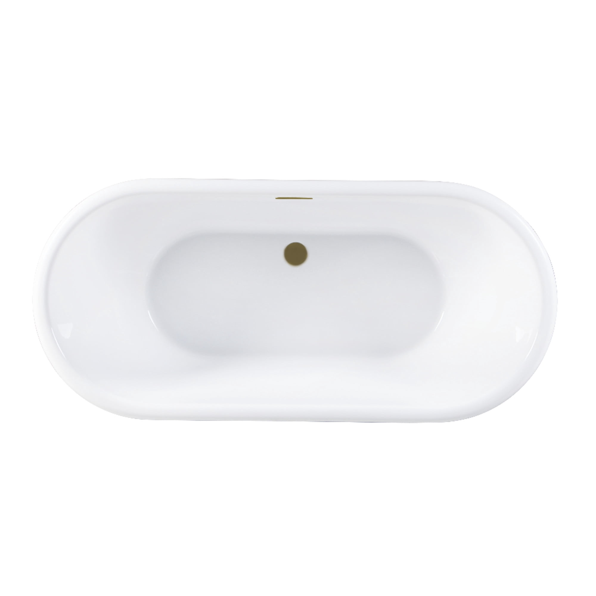 Kingston Brass VTDE713224C423 71-Inch Acrylic Oval Double Ended Pedestal Tub with Drain (No Faucet Drillings) in Glossy White/Antique Brass