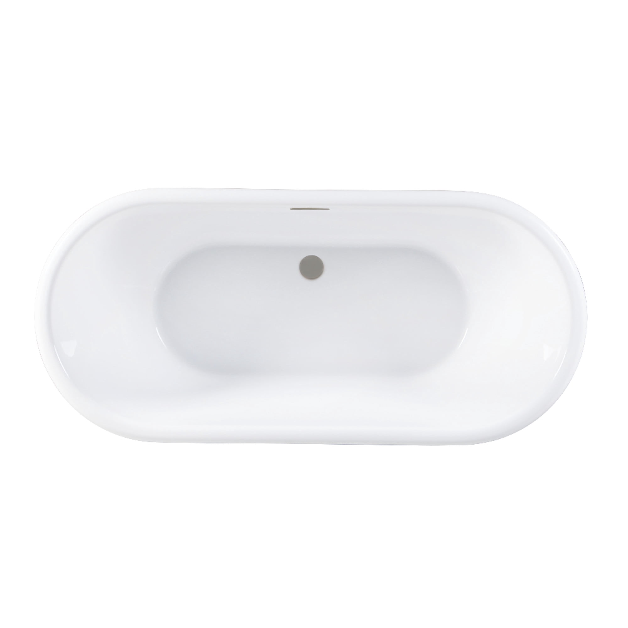 Kingston Brass VTDE713224C428 71-Inch Acrylic Oval Double Ended Pedestal Tub with Drain (No Faucet Drillings) in Glossy White/Brushed Nickel