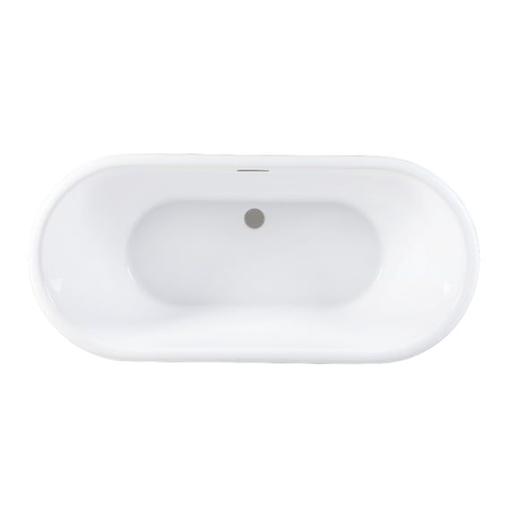 Kingston Brass VTDE713224C428 71-Inch Acrylic Oval Double Ended Pedestal Tub with Drain (No Faucet Drillings) in Glossy White/Brushed Nickel