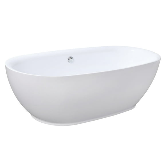 Kingston Brass VTDE713321BA 71" Acrylic Oval Double Ended Freestanding Tub with Drain, Glossy White
