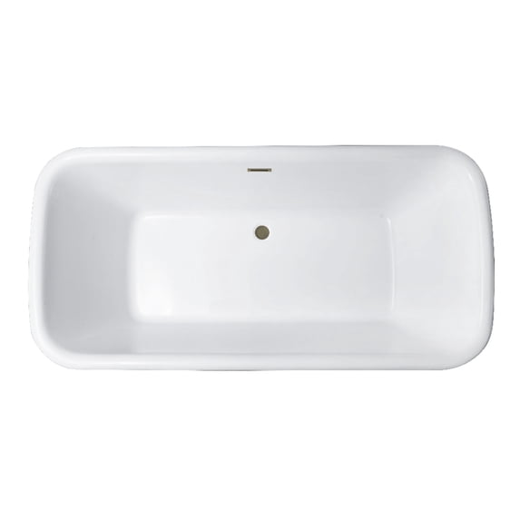 Kingston Brass VTDE713524C413 71-Inch Acrylic Oval Rectangular Double Ended Pedestal Tub with Drain (No Faucet Drillings) in Glossy White/Antique Brass
