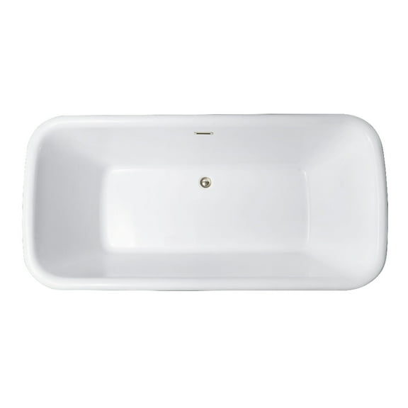 Kingston Brass VTDE713524C416 71-Inch Acrylic Oval Rectangular Double Ended Pedestal Tub with Drain (No Faucet Drillings) in Glossy White/Polished Nickel