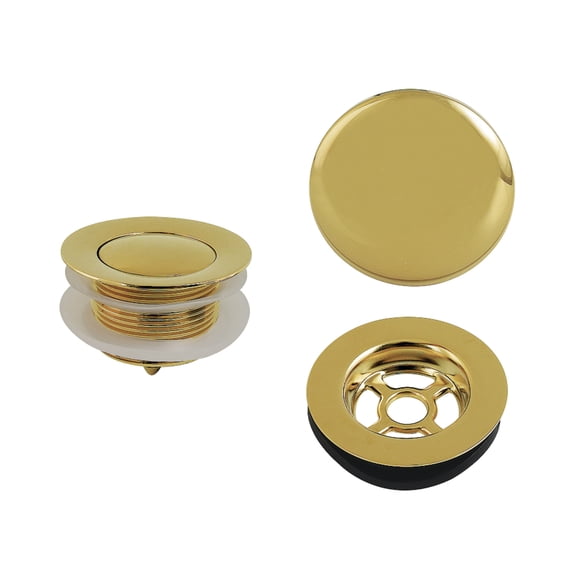 Kingston Brass VTDETRIM2 Trimscape Toe Touch Tub Drain Trim Kit with Overflow Plate, Polished Brass