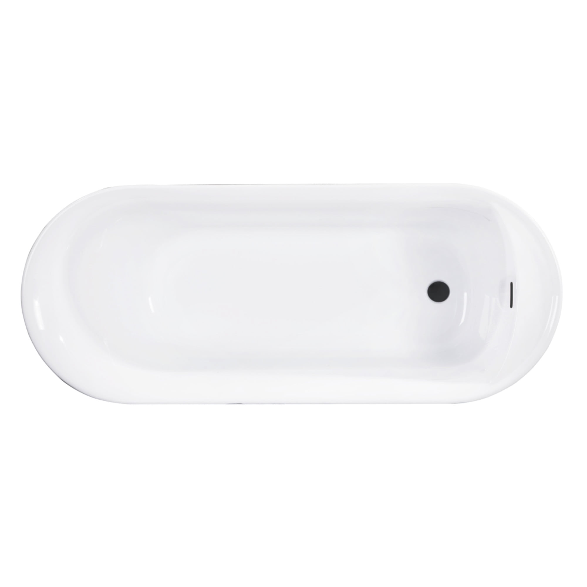 Glossy White and Matte Black Acrylic Freestanding Oval Bathtub