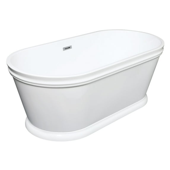 Kingston Brass VTPDE602922 Aqua Eden 60" Acrylic Double Ended Pedestal Tub with Drain, Glossy White