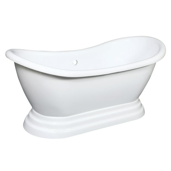 Kingston Brass VTPDS602827 Aqua Eden 60" Acrylic Double Slipper Pedestal Tub, Glossy White