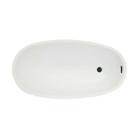 Kingston Brass VTRS482627C310 48-Inch Acrylic Oval Single Slipper Freestanding Tub with Drain in Glossy White/Matte Black