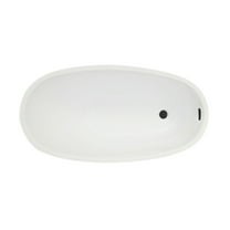 Kingston Brass VTRS482627C310 48-Inch Acrylic Oval Single Slipper Freestanding Tub with Drain in Glossy White/Matte Black