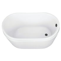 Kingston Brass VTRS522928M0 52" Acrylic Oval Double Slipper Freestanding Tub with Overflow/Drain Assembly, Glossy White/Matte Black