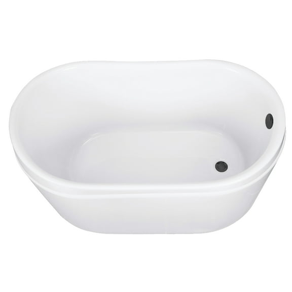 Kingston Brass VTRS522928M0 52" Acrylic Oval Double Slipper Freestanding Tub with Overflow/Drain Assembly, Glossy White/Matte Black