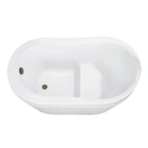 Kingston Brass VTRS523030M3 52" Acrylic Oval Single Slipper Freestanding Tub with Overflow/Drain Assembly and Integral Seat, Glossy White/Antique Brass