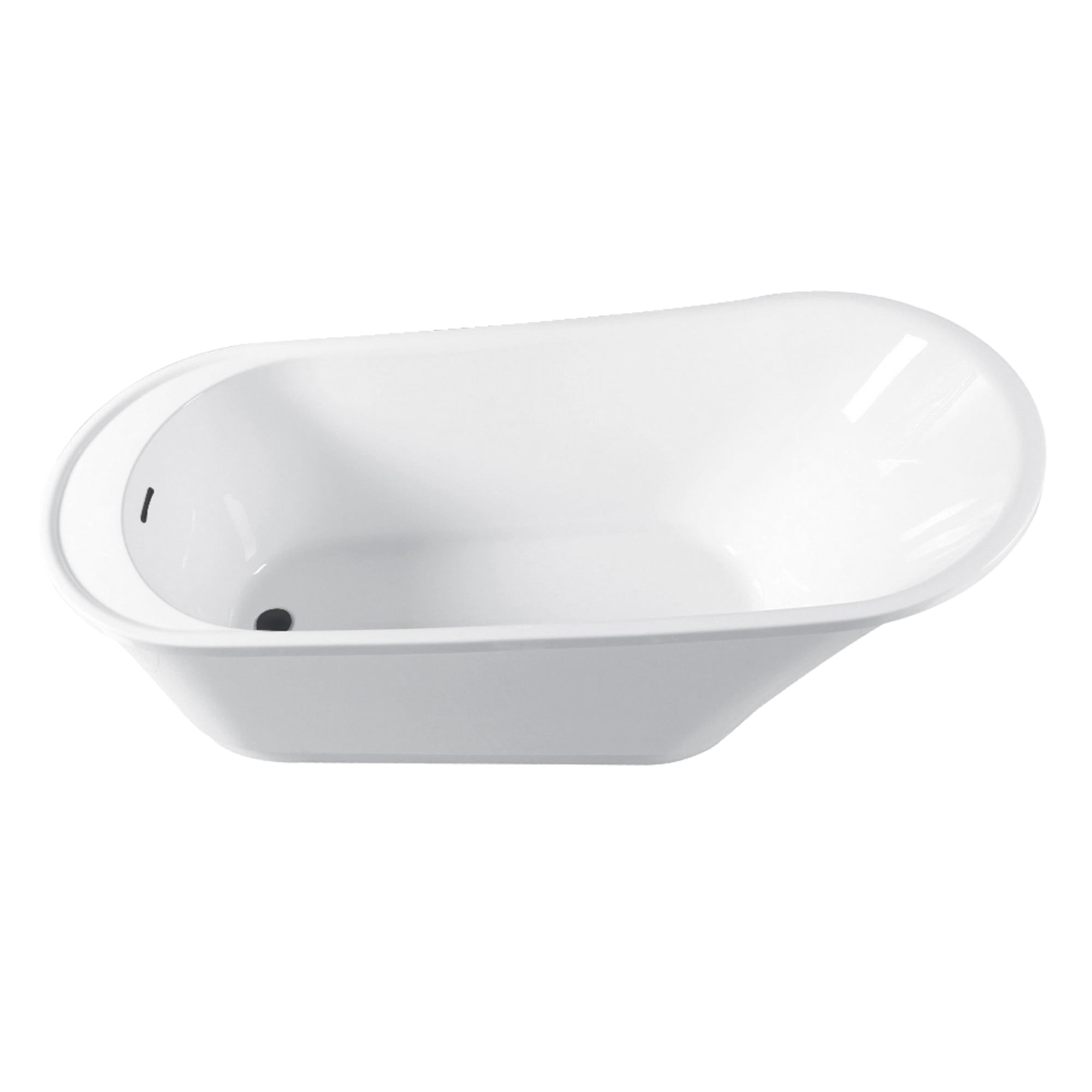 White Matte Black Acrylic Freestanding Soaking Bathtub