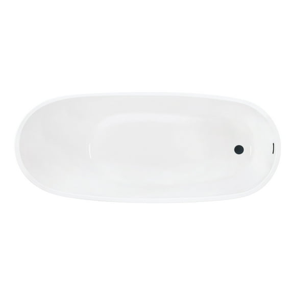 Kingston Brass VTRS632927C310 63-Inch Acrylic Oval Single Slipper Freestanding Tub with Drain in Glossy White/Matte Black