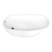 Kingston Brass VTRS683128C310 68-Inch Acrylic Oval Single Slipper Freestanding Tub with Drain in Glossy White/Matte Black